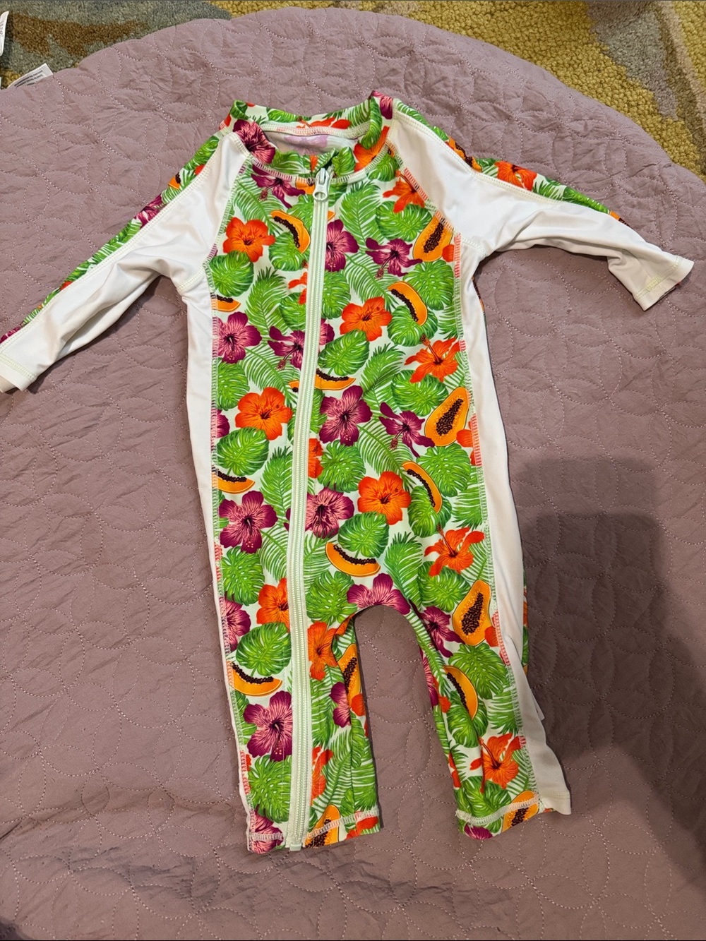 Baby SwimZip Tropical Floral One-Piece Swimsuit - 6-12 month